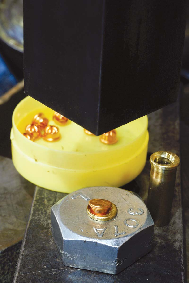 RWS blanks are seated using an arbor press, but this can also be done with a vise.